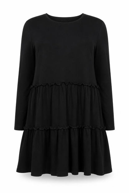 River Island Black Cotton Long Sleeve Dress UK 12