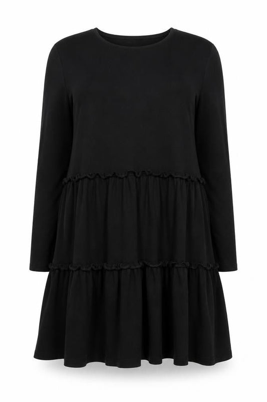 River Island Black Cotton Long Sleeve Dress UK 12
