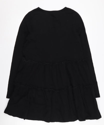 River Island Black Cotton Long Sleeve Dress UK 12