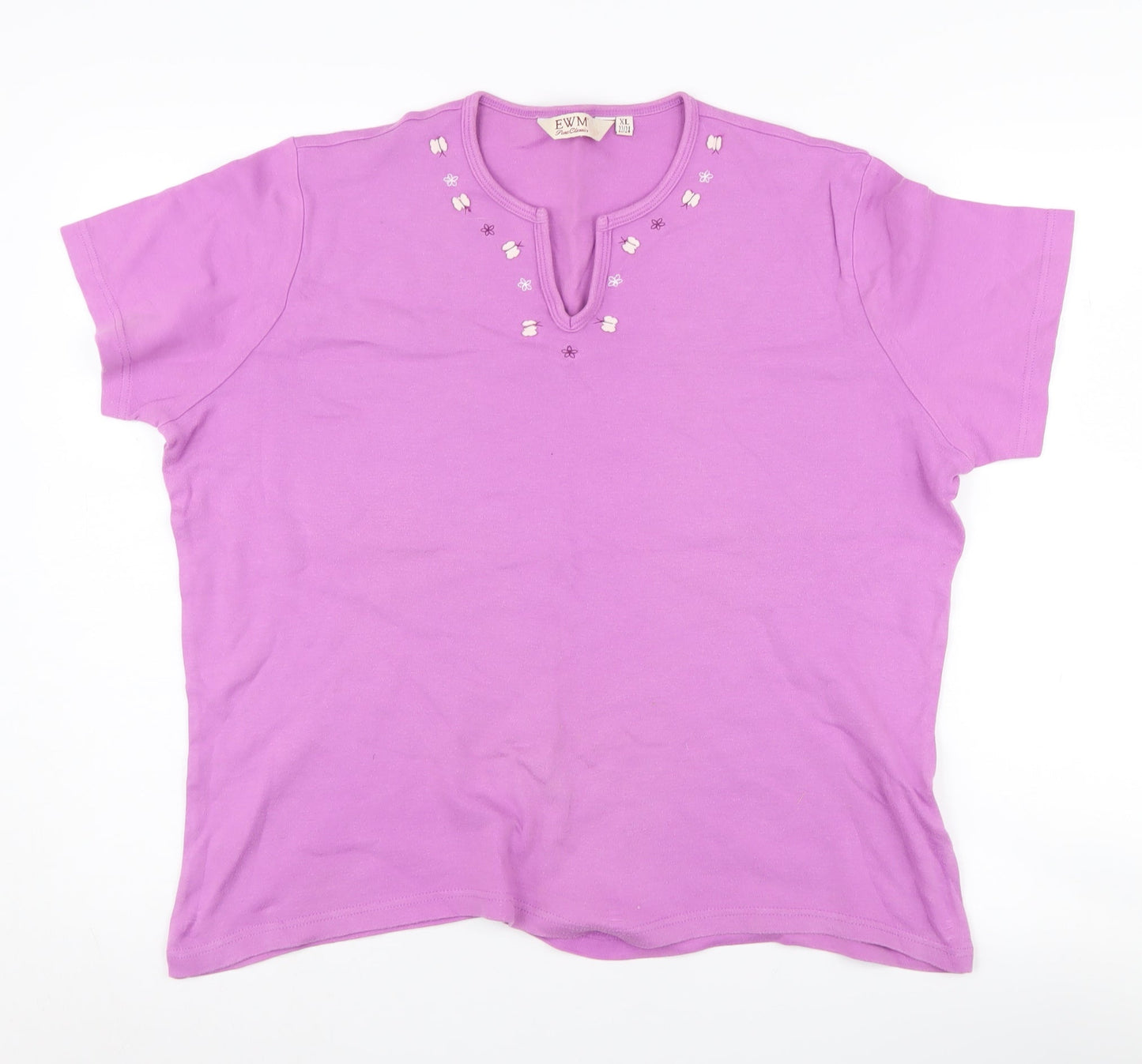 EWM Women's Purple Plus Size Embroidered T-Shirt