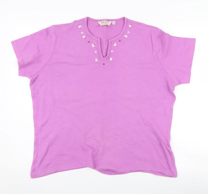 EWM Women's Purple Plus Size Embroidered T-Shirt