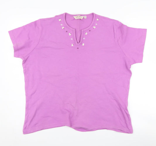 EWM Women's Purple Plus Size Embroidered T-Shirt