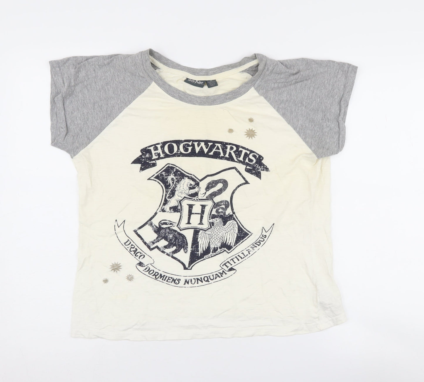 Harry Potter Women's Grey Ivory 10-12 Hogwarts Tee