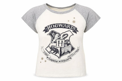 Harry Potter Women's Grey Ivory 10-12 Hogwarts Tee