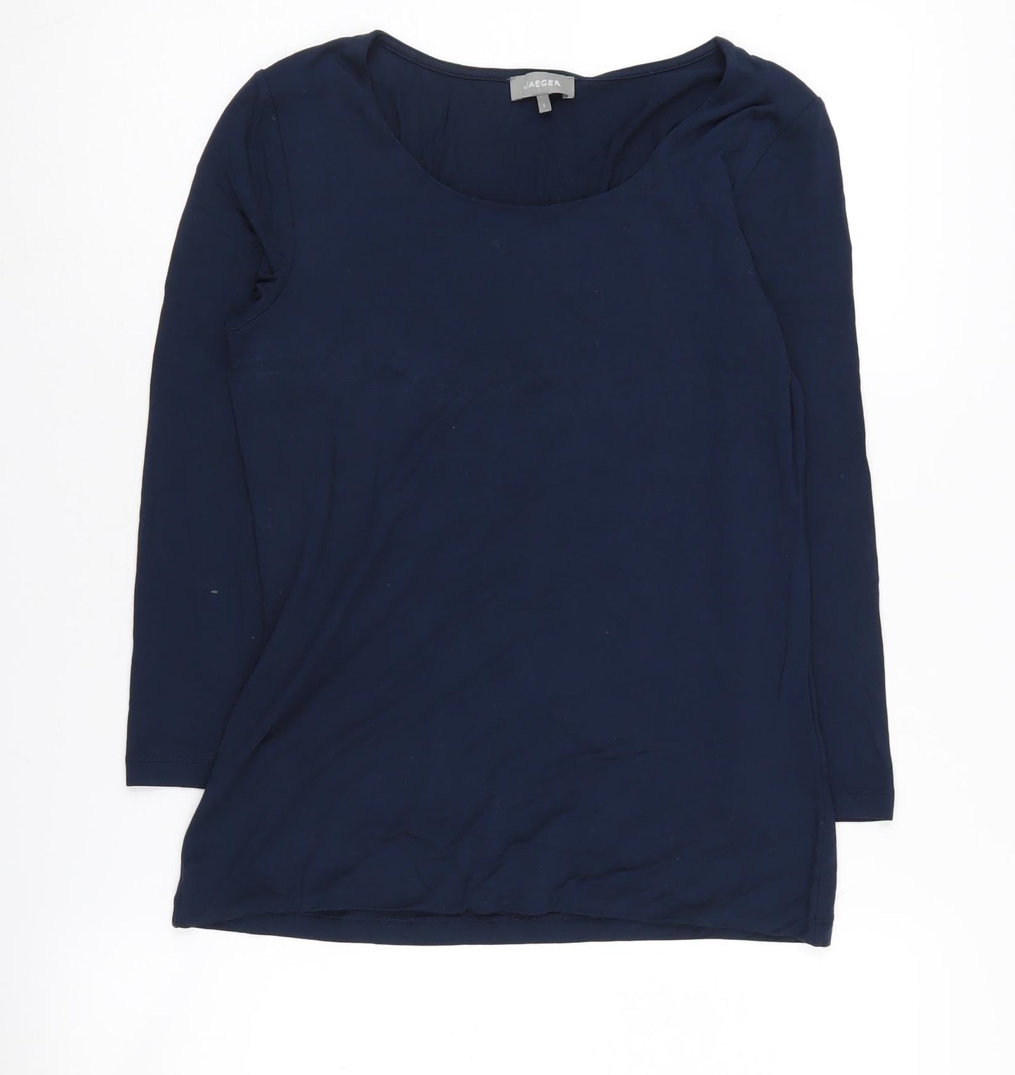 Jaeger Women's Blue Blouse S Long Sleeve Scoop Neck
