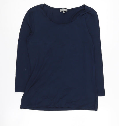 Jaeger Women's Blue Blouse S Long Sleeve Scoop Neck