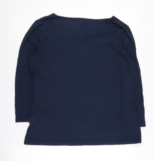 Jaeger Women's Blue Basic T-Shirt L 3/4 Sleeve