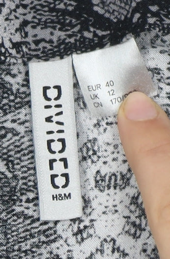 Womens UK Size 12 H&M Black Tunic Blouse