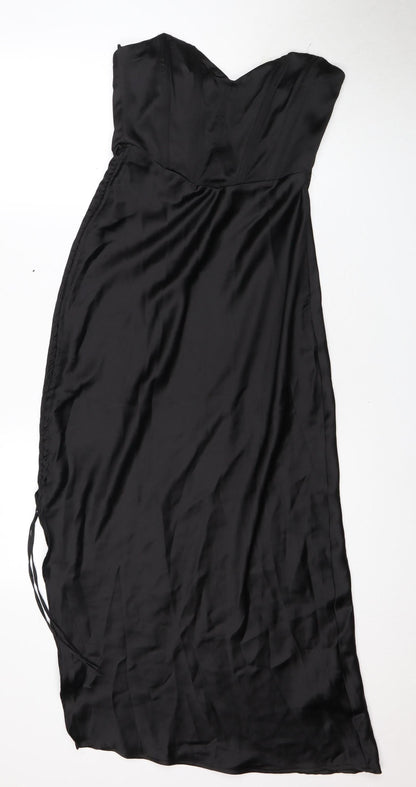 Zara Women's Black Long Dress, Size 12, Zip Closure