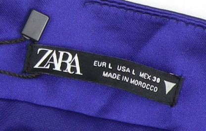 Zara Women's Blue Midi Slip Dress, Size L, Party Style