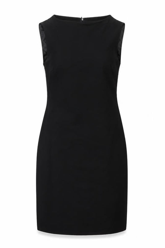 Front view of Episode Black Wool Dress, UK 12, Sleeveless Zip