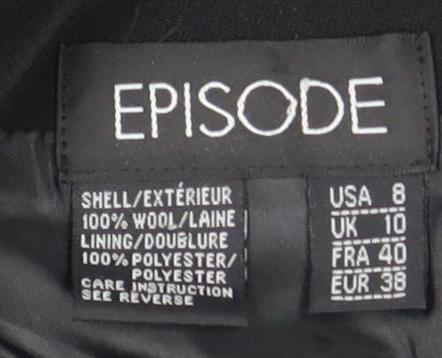 Episode Black Wool Dress, UK 12, Sleeveless Zip