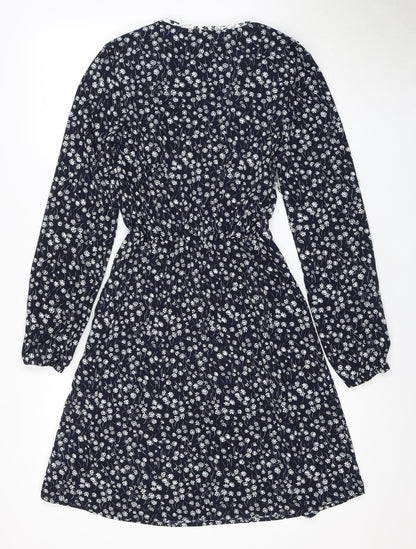 MH Women's Blue Floral Knee Length Shift Dress S