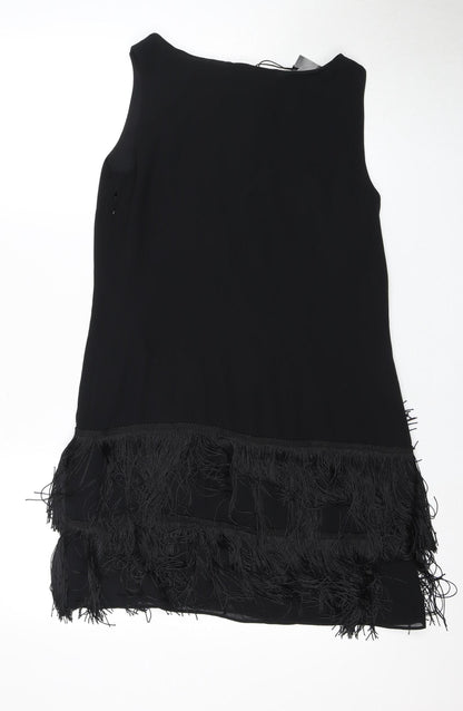 Principles Petite Black Fringe Shift Dress Size 10