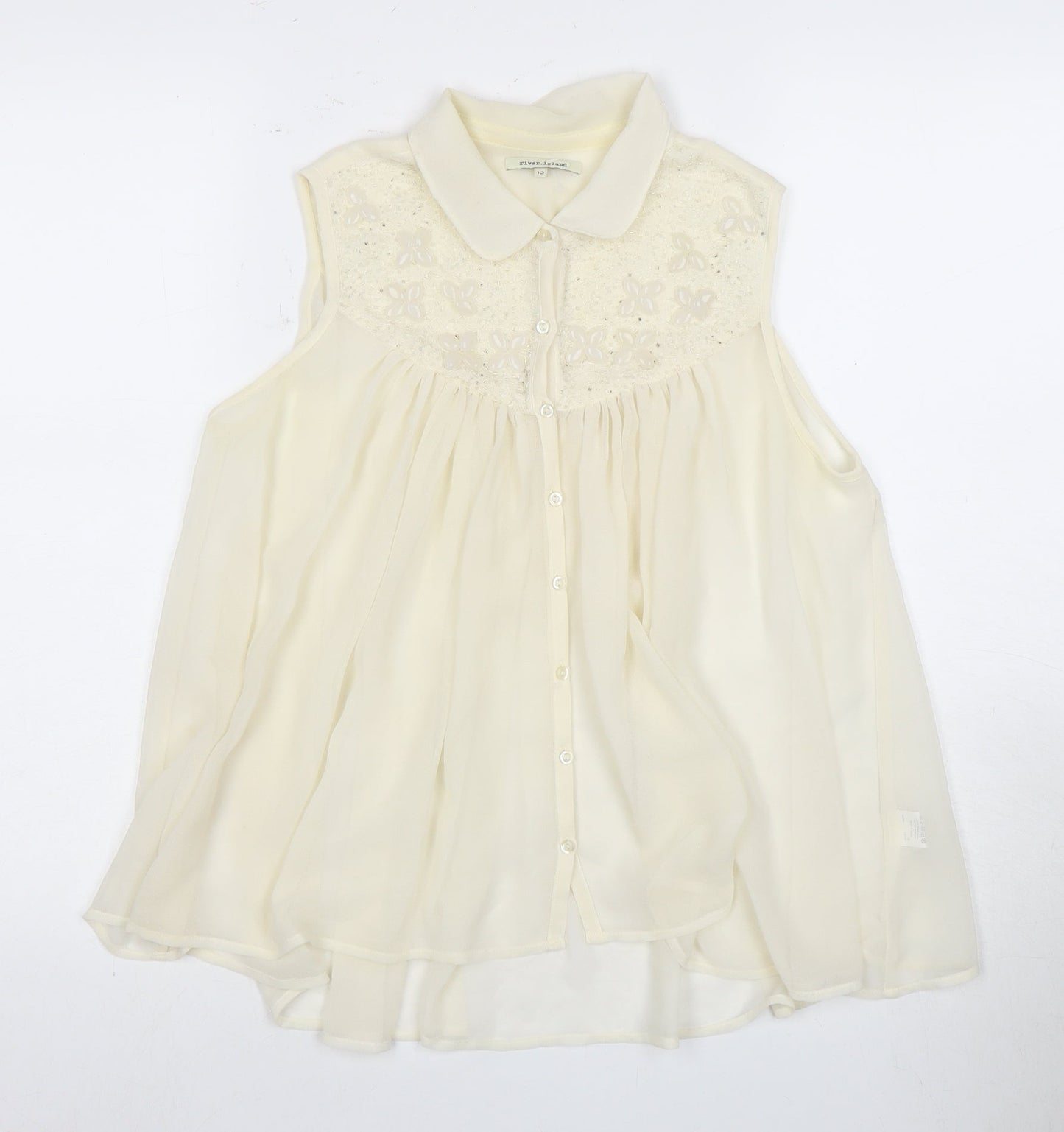 Womens UK Size 12 River Island Ivory Tunic Blouse