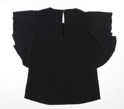 Warehouse Women's Black Flutter Sleeve Top Size 6