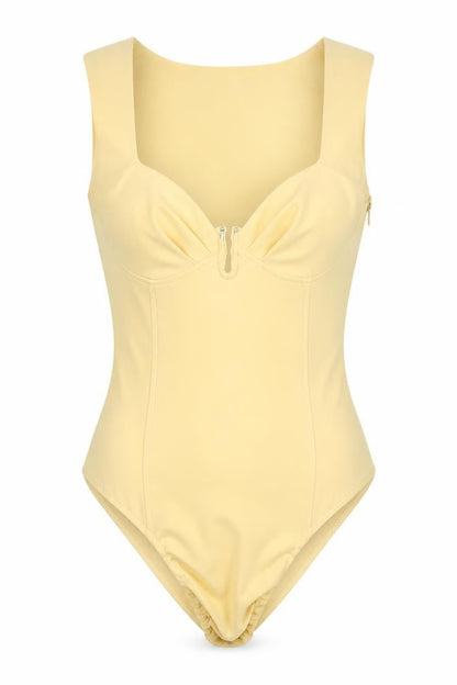 Womens UK Size M Zara One-Piece Beige Bodysuit