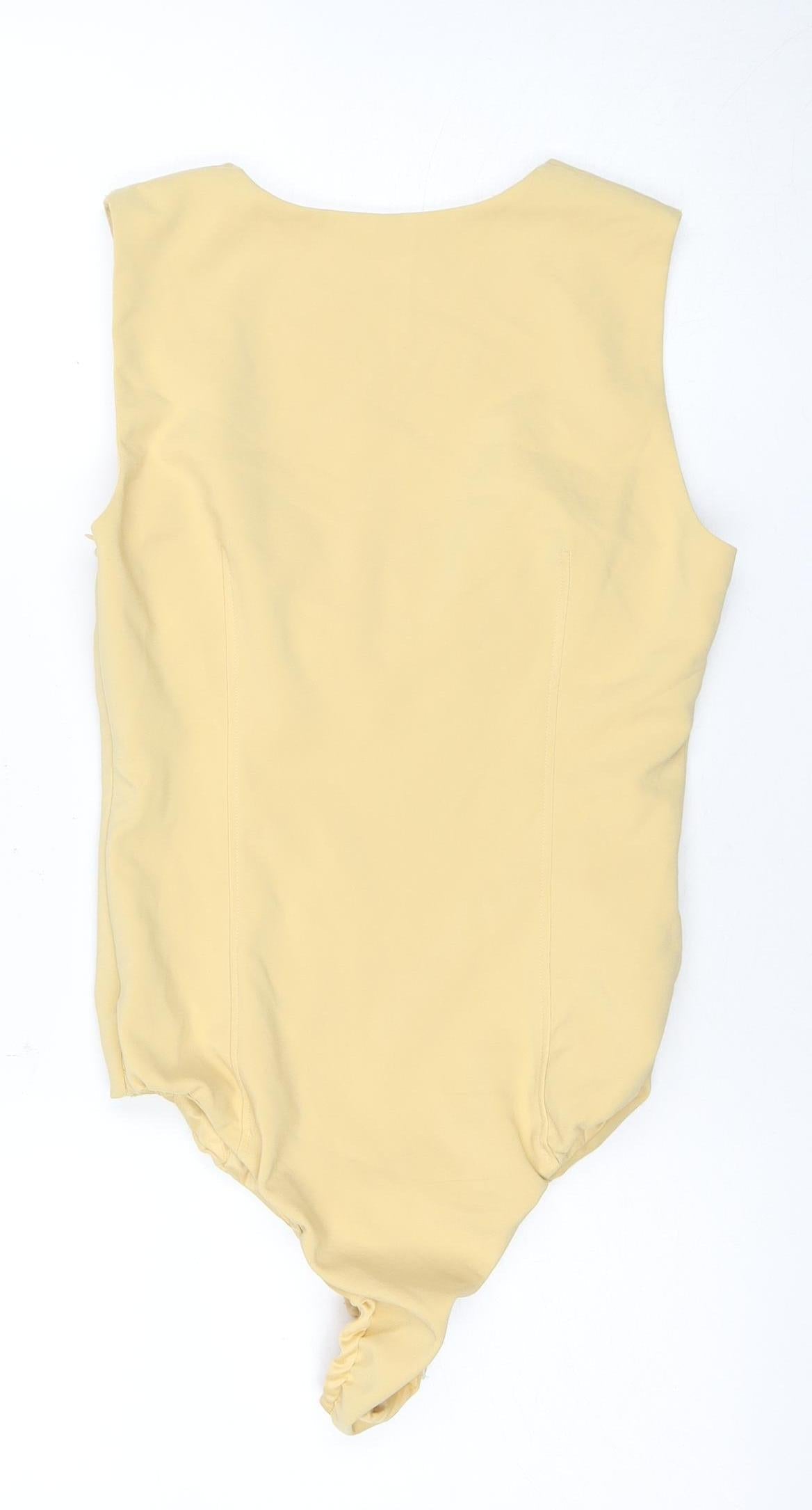 Zara Womens Beige Bodysuit M Slim Fit Sweetheart Neck