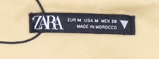 Zara Womens Beige Bodysuit M Slim Fit Sweetheart Neck