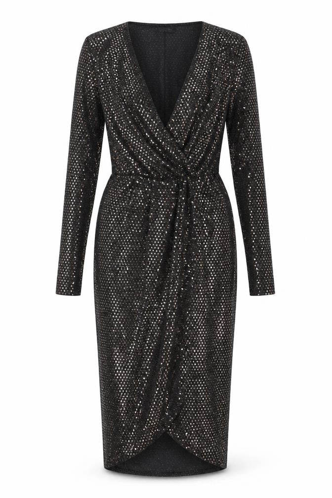 Boohoo Women's Black Bodycon Dress Size 10 Party Sequin