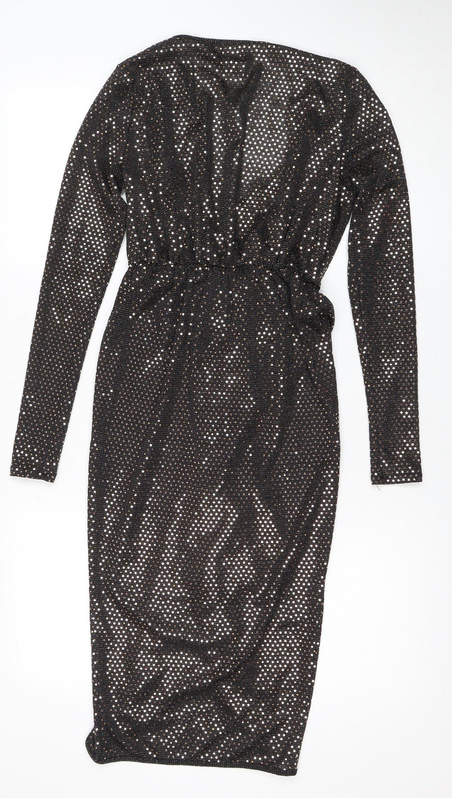 Boohoo Women's Black Bodycon Dress Size 10 Party Sequin