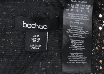 Boohoo Women's Black Bodycon Dress Size 10 Party Sequin