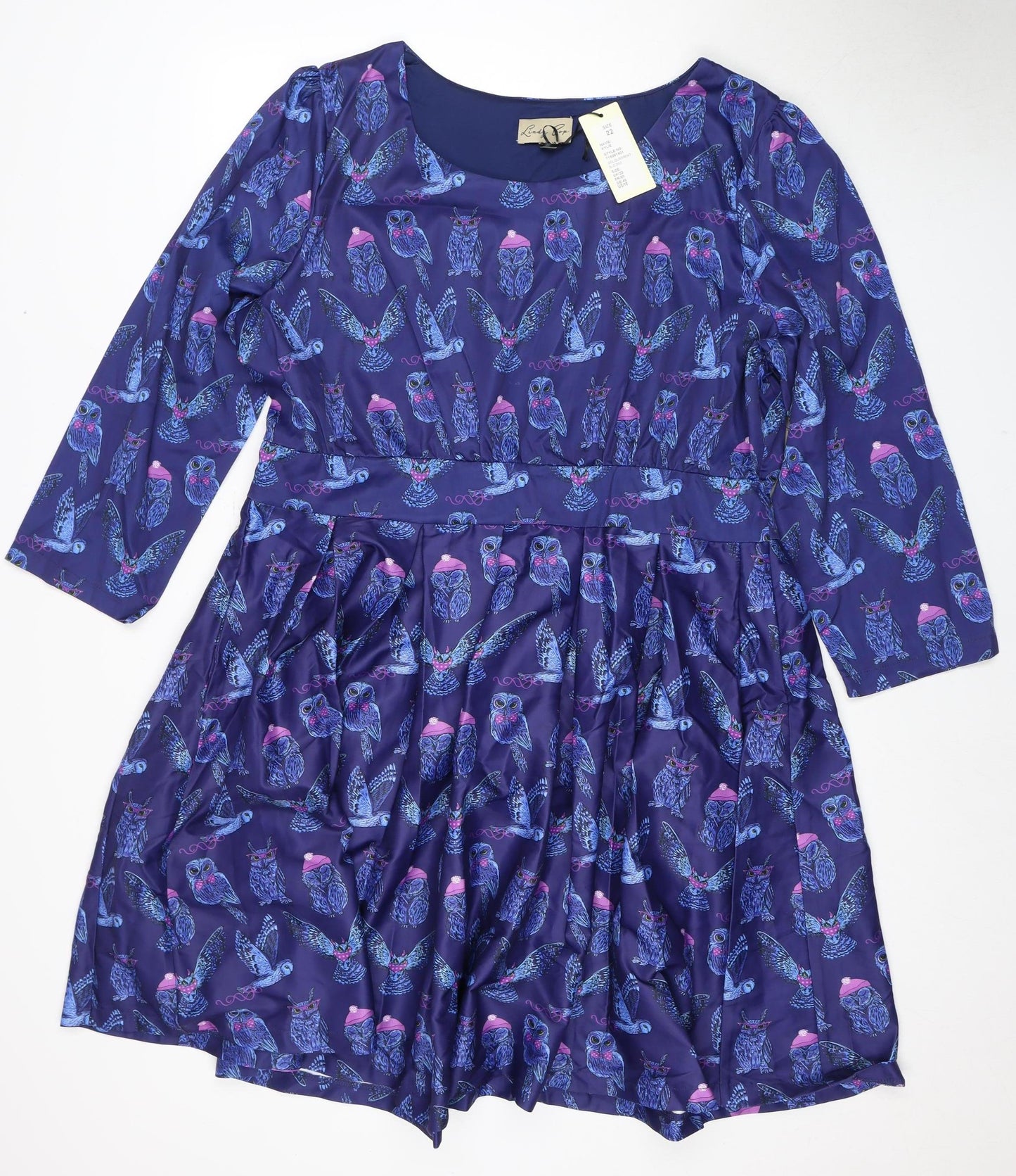 Lindy Bop Women's Blue Animal Print Dress Size 18