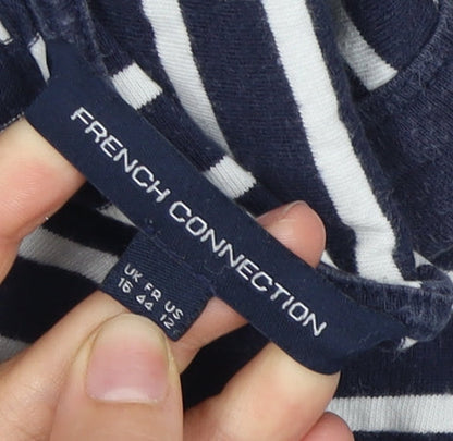 French Connection Women's Blue Striped Dress Size 16