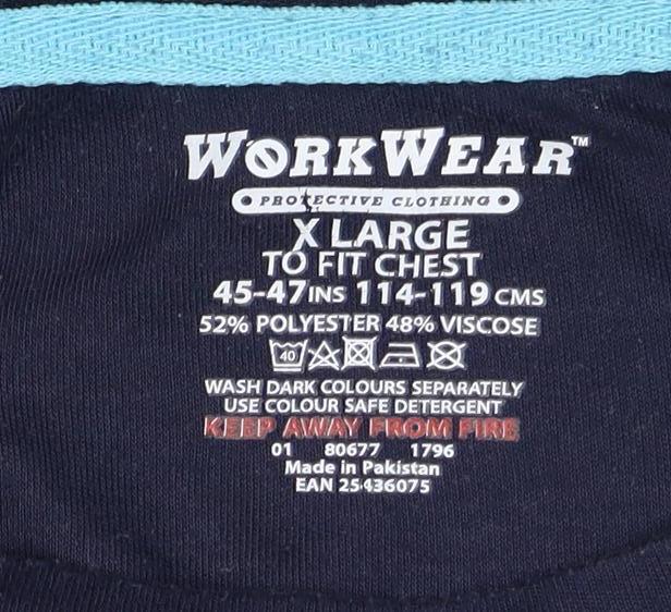 WORKWEAR Men's Blue XL Short Sleeve Crew Neck T-Shirt