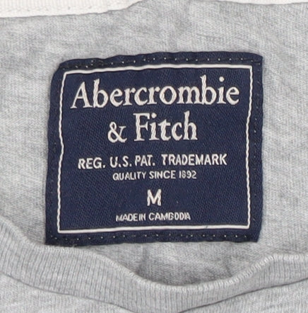Abercrombie & Fitch Grey Crew Neck T-Shirt for Men, Size M