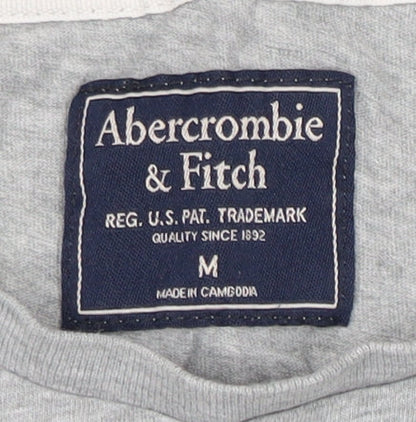 Abercrombie & Fitch Grey Crew Neck T-Shirt for Men, Size M