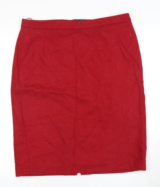 Pure Collection Women's Red Wool Pencil Skirt Size 16