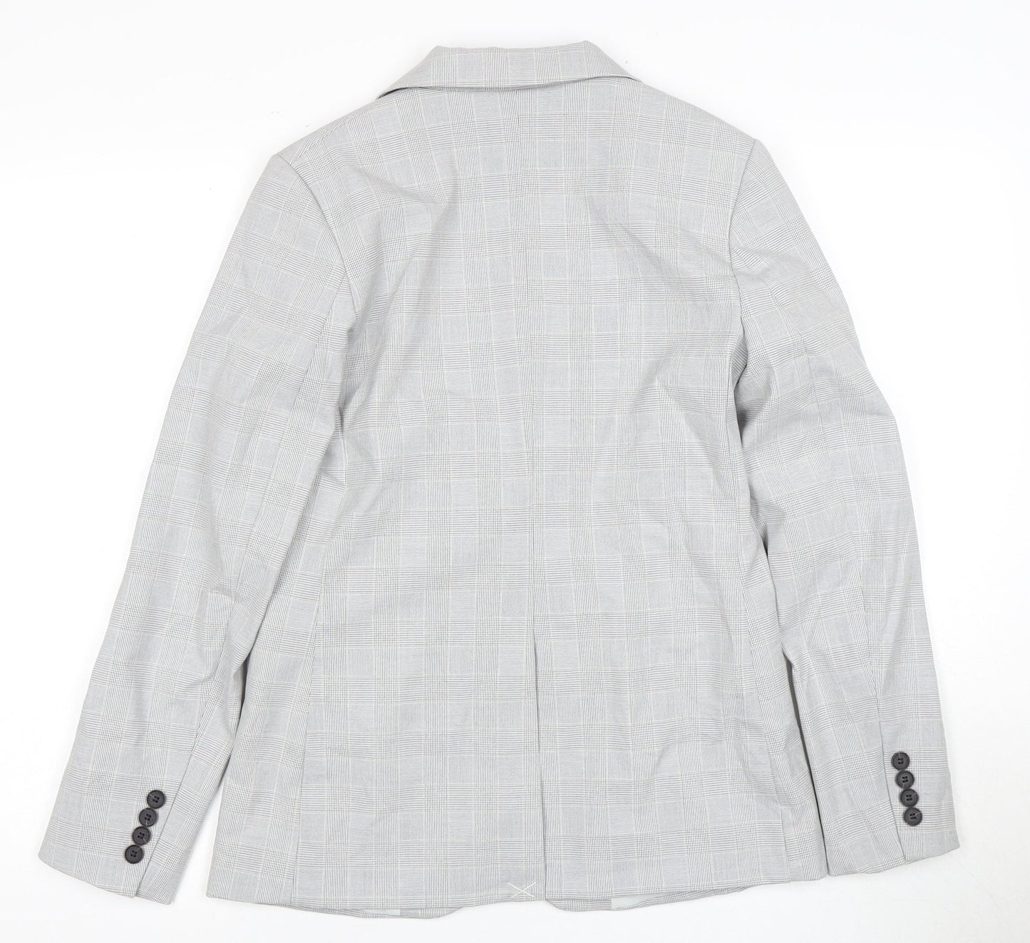 H&M Women's Grey Check Suit Jacket Size 8