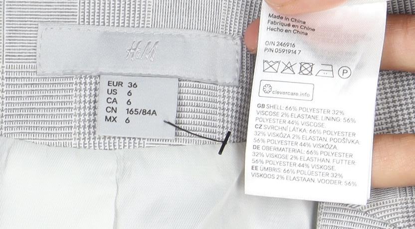 H&M Women's Grey Check Suit Jacket Size 8