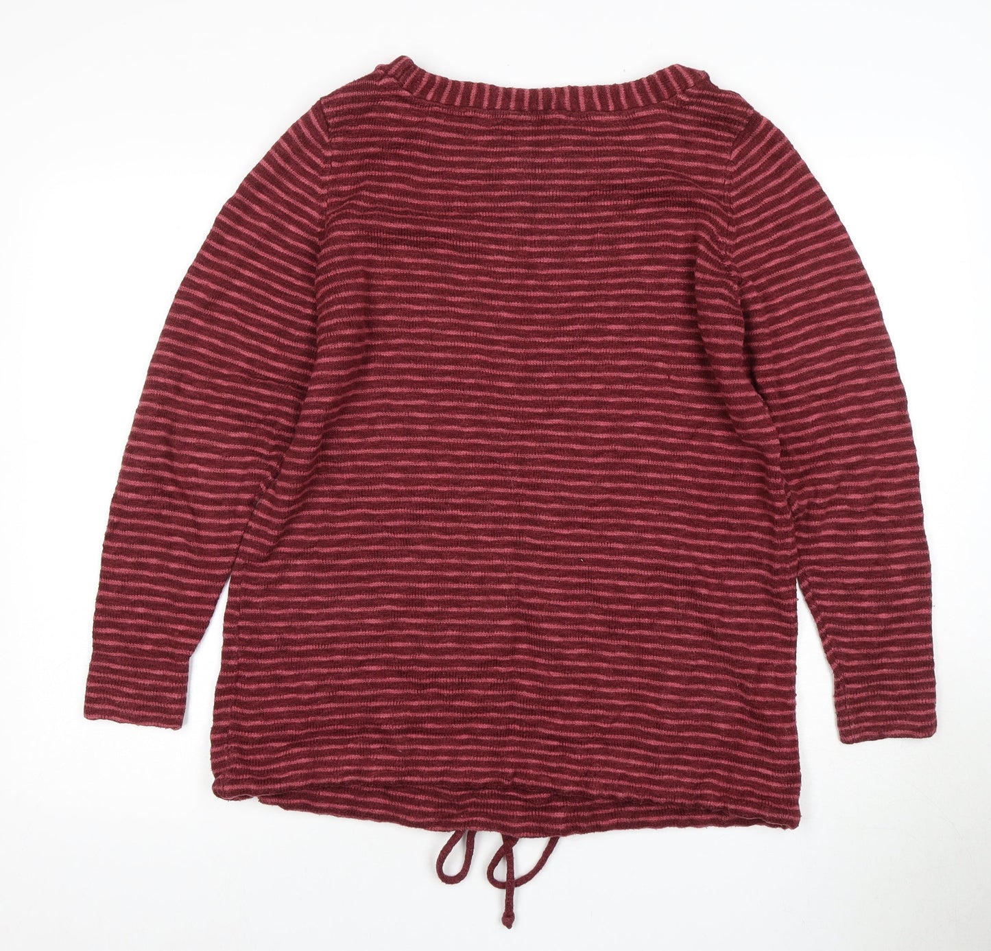 John Baner Women's Red Striped Pullover Jumper L