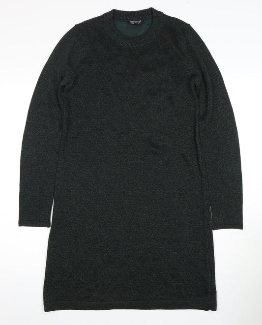 Topshop Women Green Knit Pullover Dress Size 10