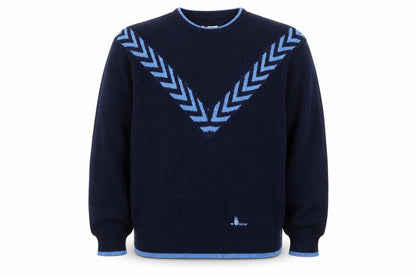 Beaver Pro Men's XL Blue Pullover Jumper, Geometric Knit