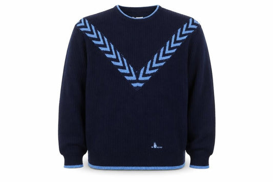 Beaver Pro Men's XL Blue Pullover Jumper, Geometric Knit
