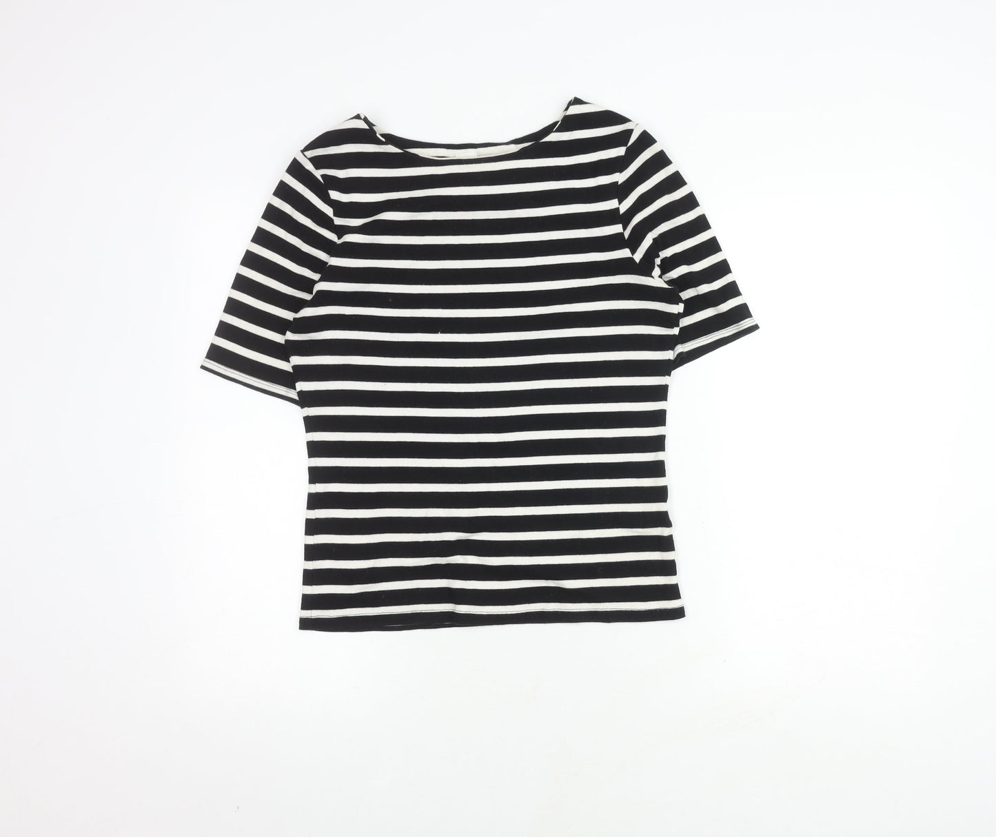 John Lewis Women's Black Striped T-Shirt Size 10