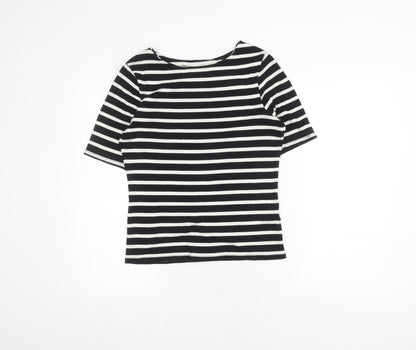 John Lewis Women's Black Striped T-Shirt Size 10