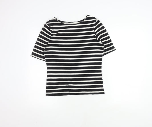 John Lewis Women's Black Striped T-Shirt Size 10