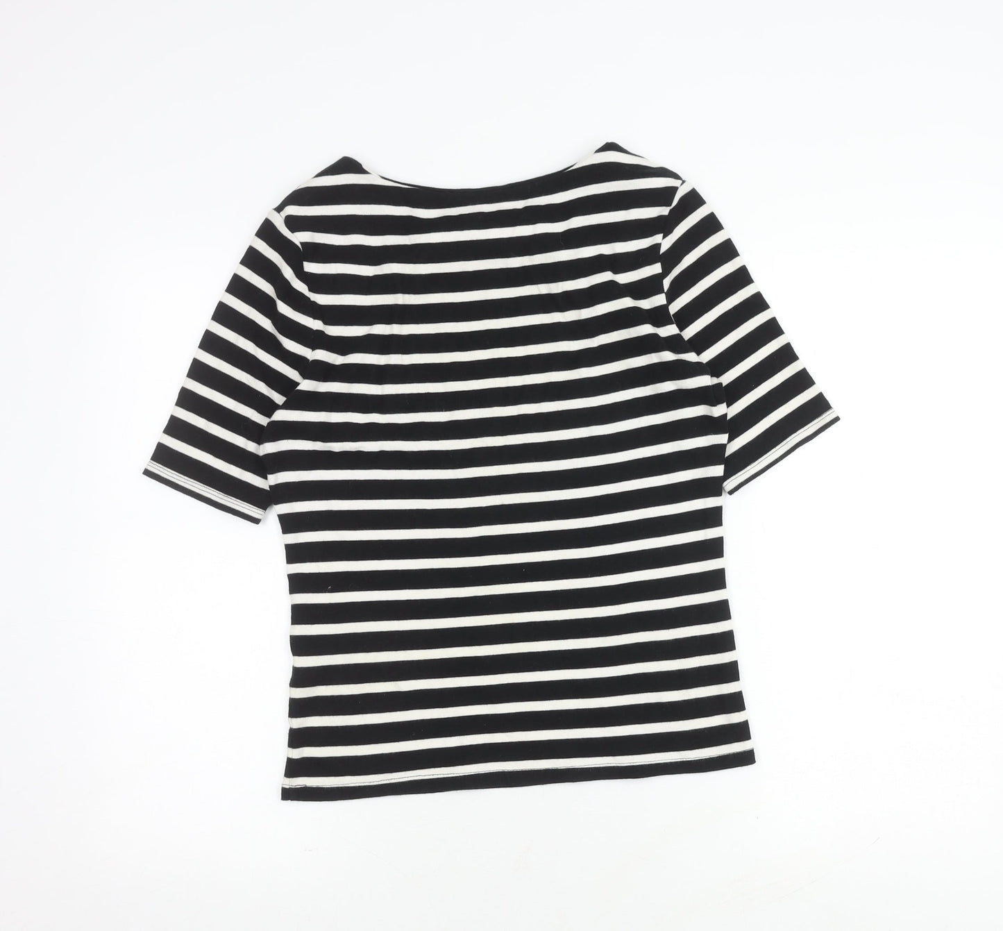 John Lewis Women's Black Striped T-Shirt Size 10