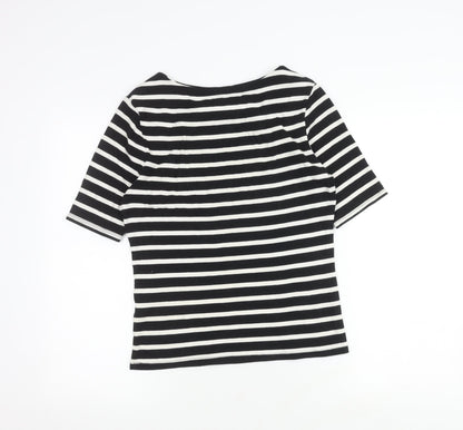 John Lewis Women's Black Striped T-Shirt Size 10