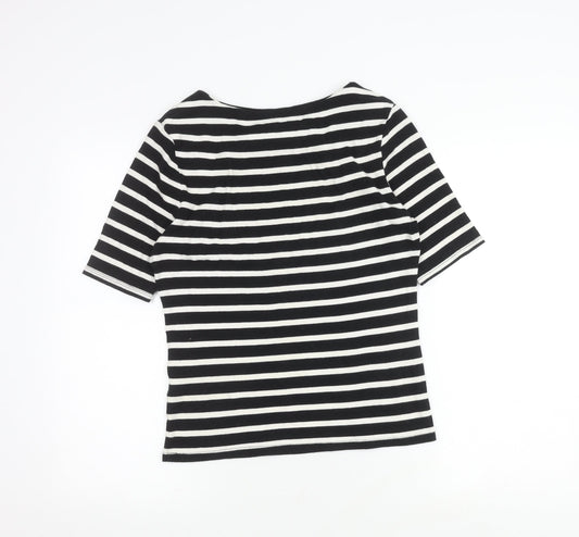 John Lewis Women's Black Striped T-Shirt Size 10