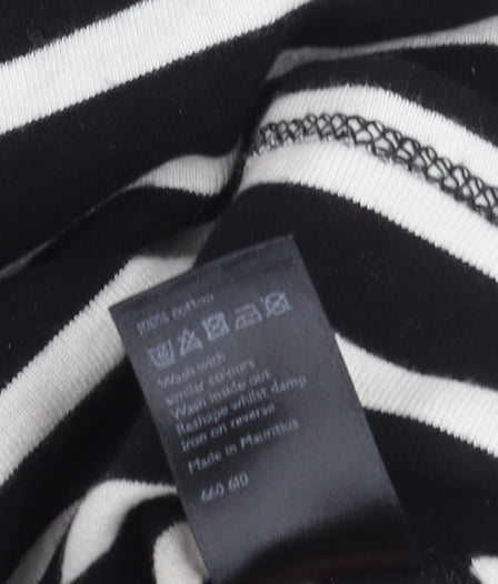 John Lewis Women's Black Striped T-Shirt Size 10