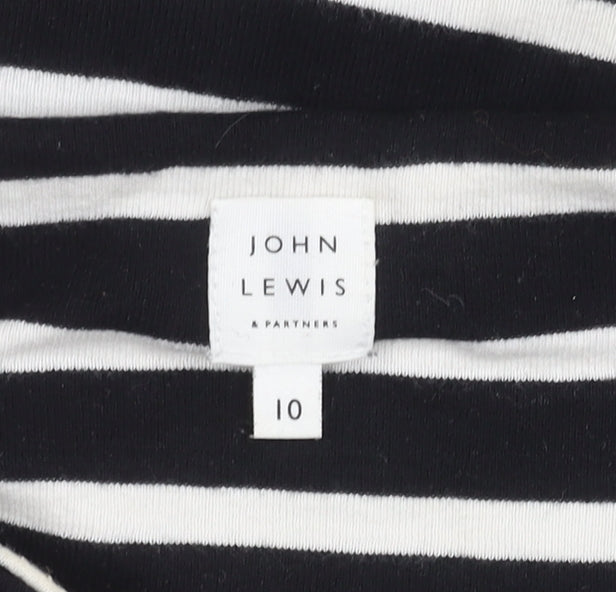 John Lewis Women's Black Striped T-Shirt Size 10