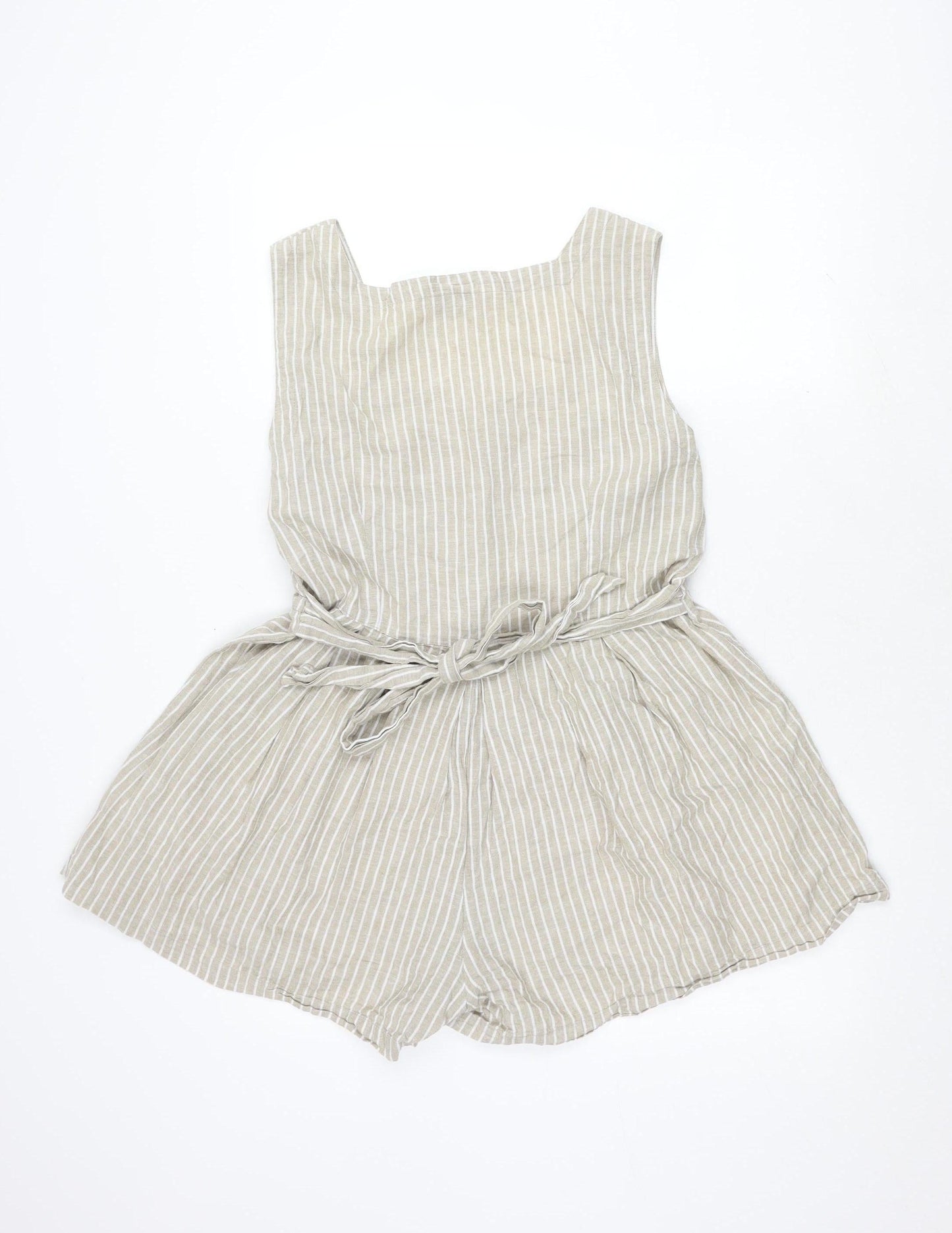 Tree of Life Beige Striped Cotton Women's Playsuit, Large