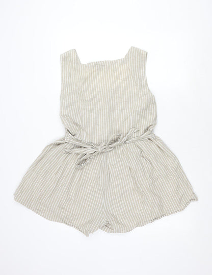 Tree of Life Beige Striped Cotton Women's Playsuit, Large