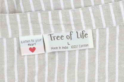 Tree of Life Beige Striped Cotton Women's Playsuit, Large
