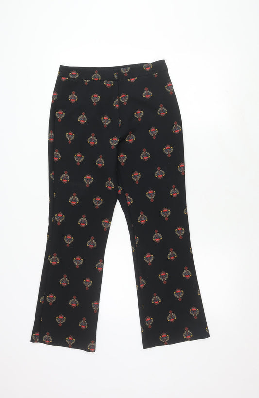 Topshop Women's Black Paisley Trousers Size 8 Regular